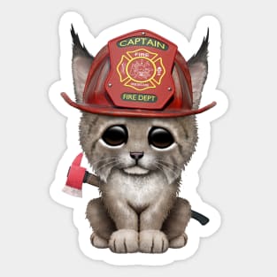 Cute Lynx Cub Firefighter Sticker